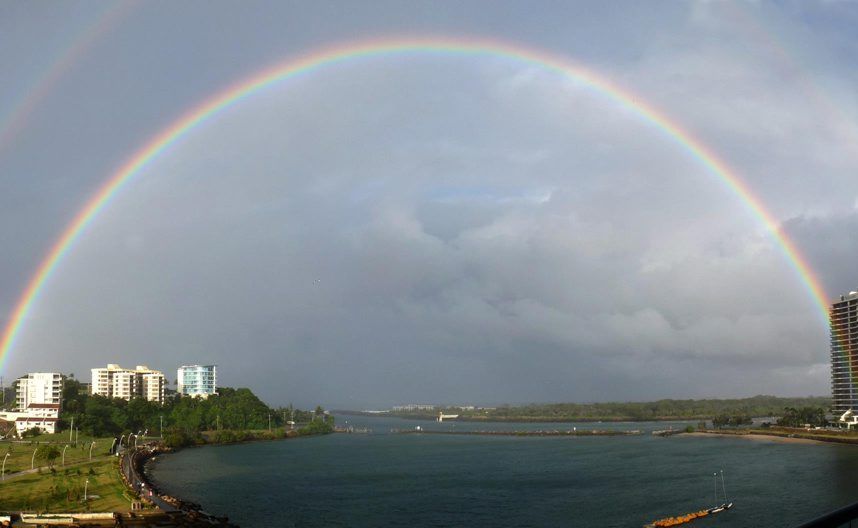 A glorious rainbow stretches across Jack Evans Boat Harbour, as captured by Twin Towns sound engineer and resident photographer Craig Worsley. A glorious rainbow stretches across Jack Evans Boat Harbour, as captured by Twin Towns sound engineer and resident photographer Craig Worsley.